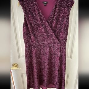 Ann Taylor 10 Petite Pink Fuchsia & Black Faux Wrap Dress